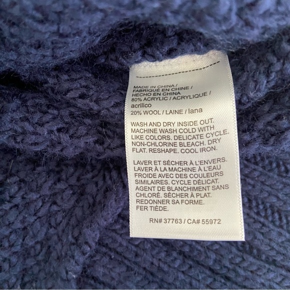 Ella Rafaella oversized knit wool blend sweater chunky boxy knit blue large/ XL - Picture 11 of 15